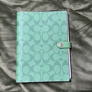 Coach Green Signature Pattern Notebook